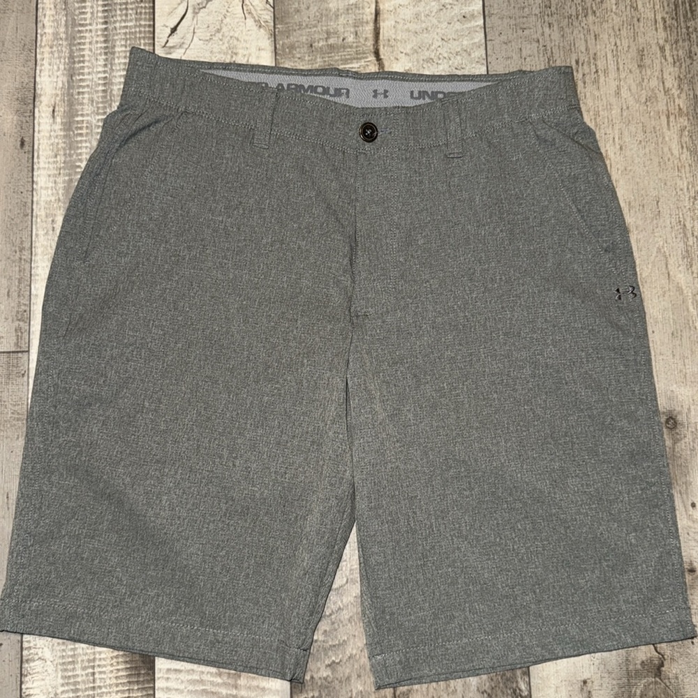 Under Armour Gray Athletic Shorts with Elastic Waistband-size 34 - Picture 4 of 9